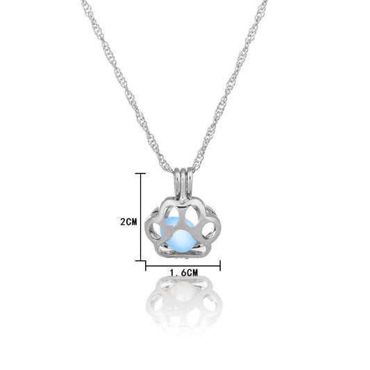 Dog Paw Hollow Luminous Necklace