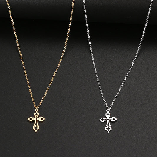 Retro Hollow Cross Gothic Necklace