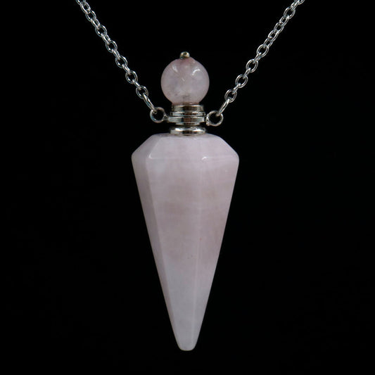 Crystal Stone Cone Perfume Bottle Necklace