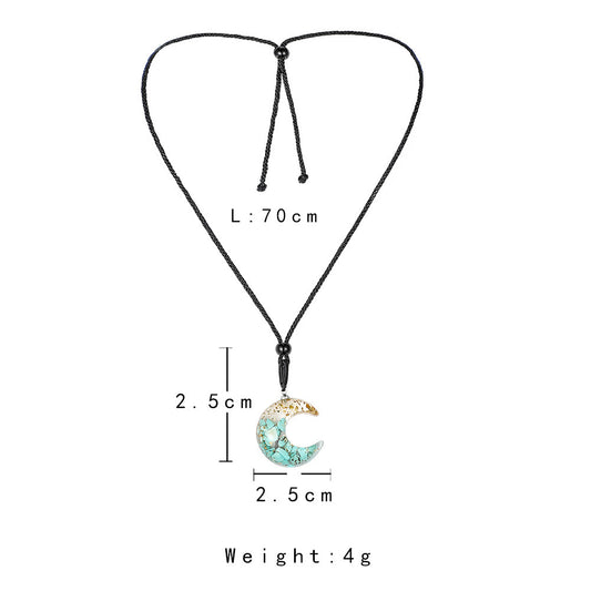 Transparent Resin Rough Moon Pendant Necklace