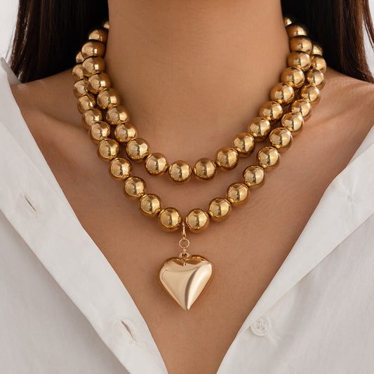 Ornament Pearl Heart Clavicle Chain Necklace