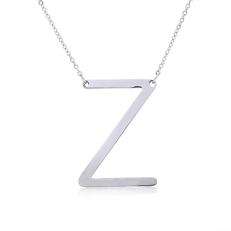 Big Initial Letter Pendant Necklace, Gold Silver, and Rose Gold