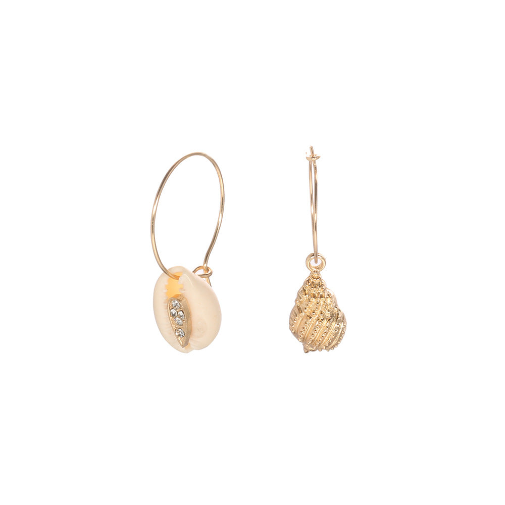 Bohemian Gold-Plated Shell Pearl Tassel Earrings
