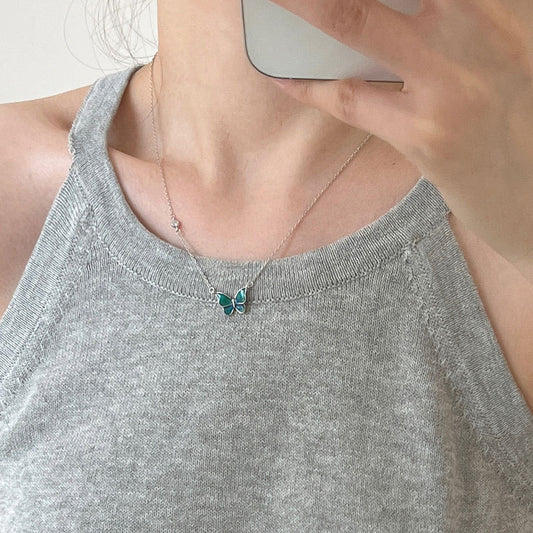 Colour Changing Butterfly Necklace Silver