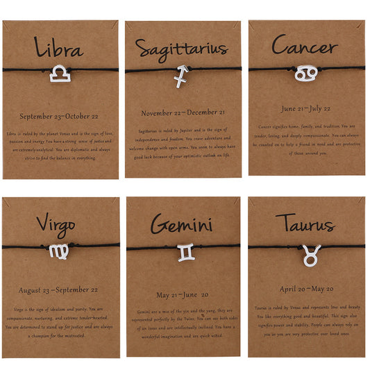12 Constellation Zodiac Sign Bracelet for Couples