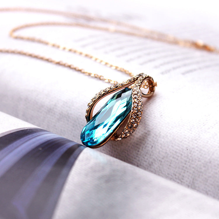 Turquoise Crystal Earrings & Pendant Set