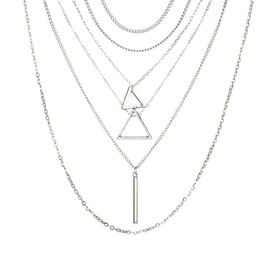Triangle Bar Pendant Multilayer Necklace