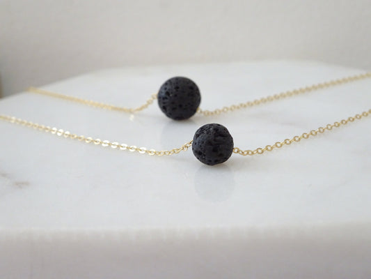 Double Layer Lava Rock Necklace