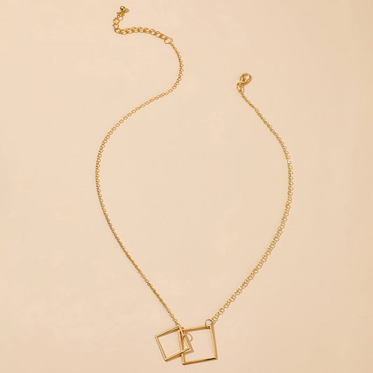 Square Alloy Ins Bohemian Fashion Single-Layer Necklace