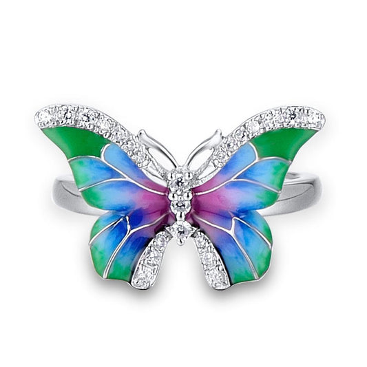 Colorful Epoxy Butterfly Ring Enamel Set