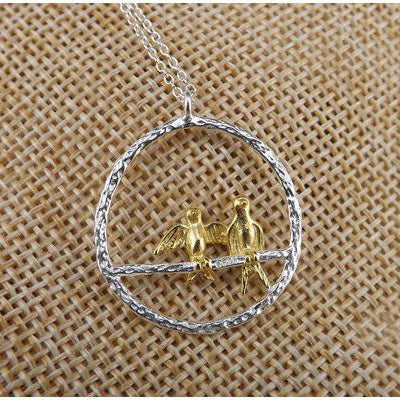 Silver Cute Bird Pendant Choker Necklace