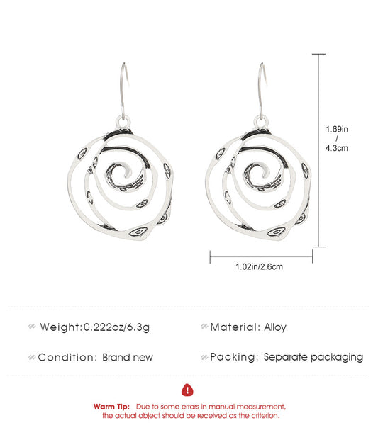 Long Vintage Hollow Circle Vortex Earrings