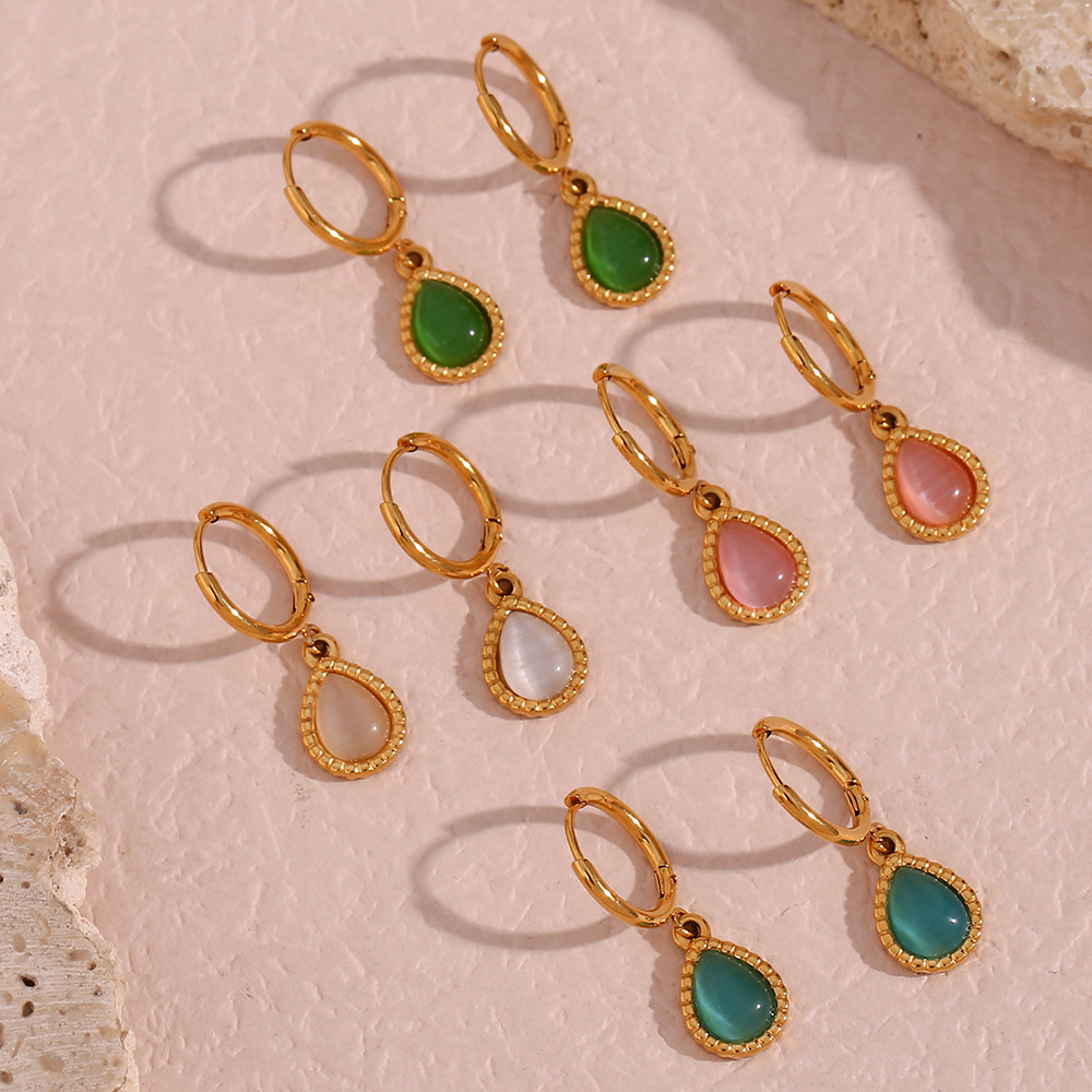 Minimalistic Water Drops Opal Earrings & Necklace