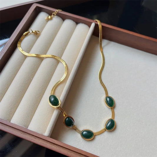 Green Stone Crystal Jewellery Set