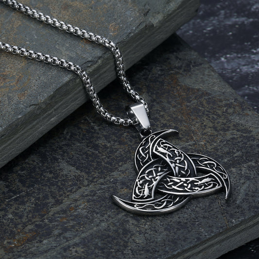 Norse Viking Odin Horn & Dragon Pendant Necklace