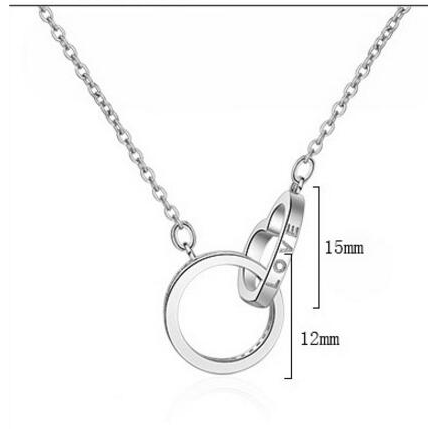 Ring Through Heart Interlocking Pendant Necklace