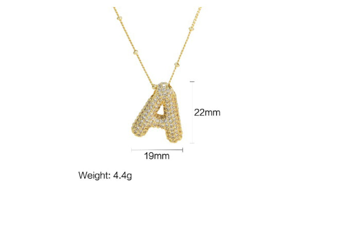 Bubble Balloon A-Z Letter Pendant Necklace