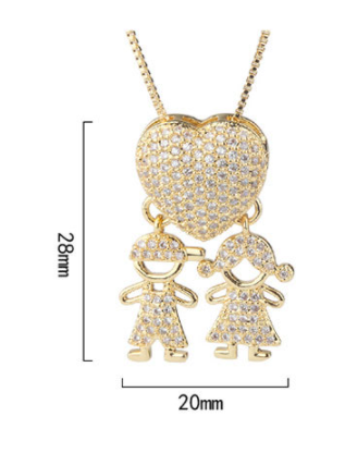 Son Daughter Heart Pendant Necklace