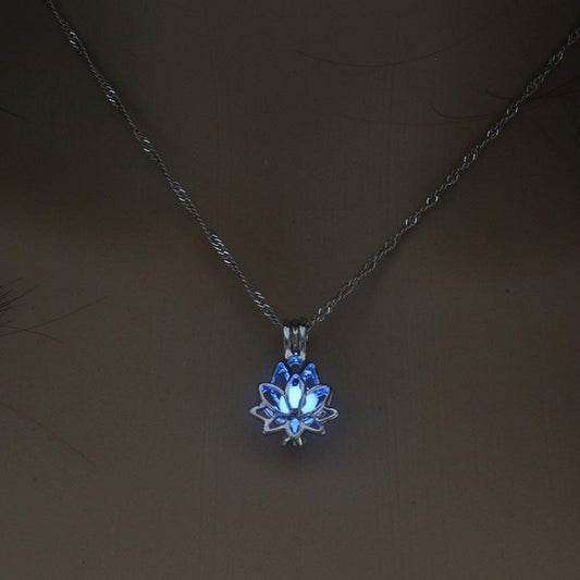 Yoga Lotus Luminous Pendant Necklace