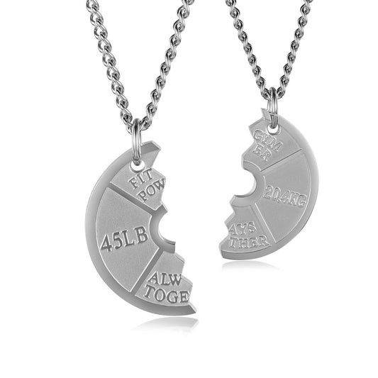 Dumbbell Couple Pendant Necklace