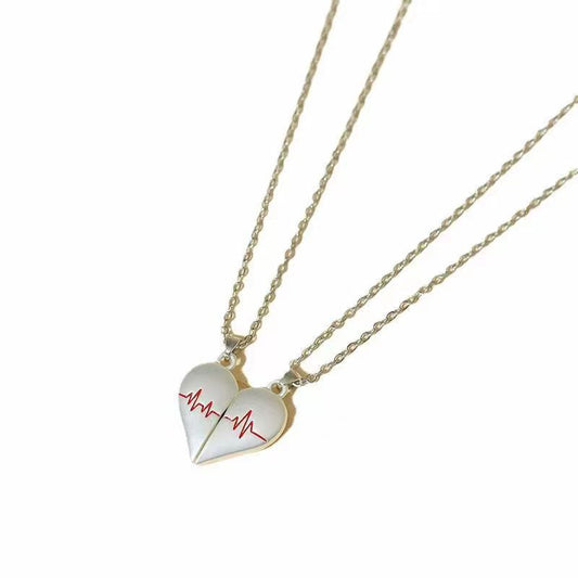 Heartbeat Magnetic Heart Couple Necklace