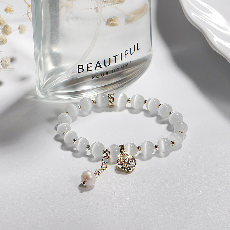 Opal Heart Lock Bracelet For Women