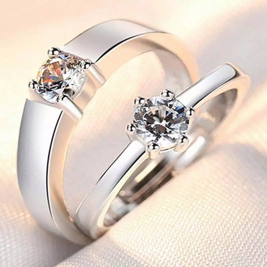 Minimalist Couple Zircon Diamond Crown Ring