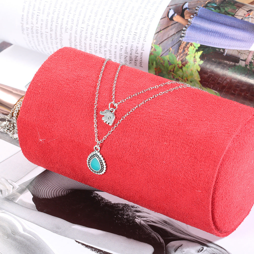 Turquoise Elephant Multi-Layer Beaded Necklace
