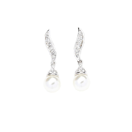 Classic Elegant Two-Tone Gold & Silver Artificial Pearl Earrings