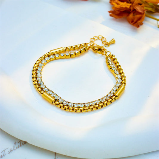 Multi-Layer Twin Zircon Chain Bracelet