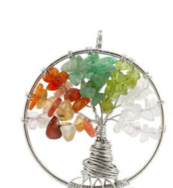 Tree of Life Crystal Gravel Pendant Necklace