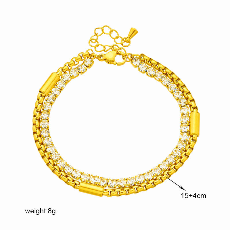 Multi-Layer Twin Zircon Chain Bracelet