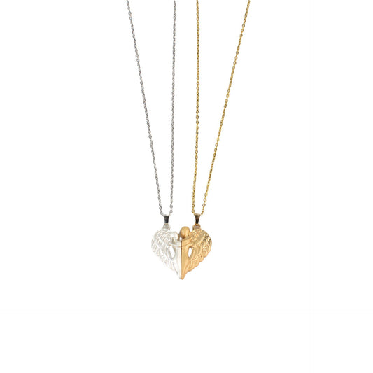 Couple Magnet Angel Hug Necklace Set