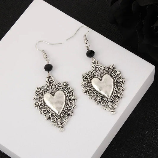 Love Heart-Shaped Punk Style Earrings