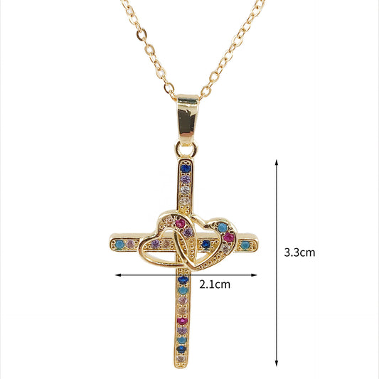 INS Style Gold-Plated Jesus Love Cross Necklace