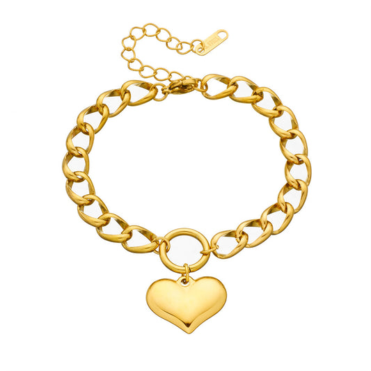 Chunky Round Chain Heart Bracelet
