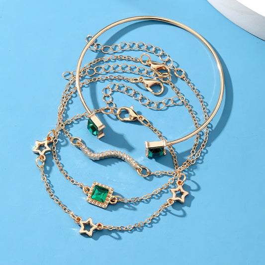 Emerald Square Bracelet 4PCS Set