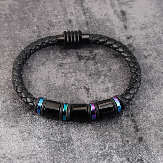 Leather Titanium Steel Bracelet