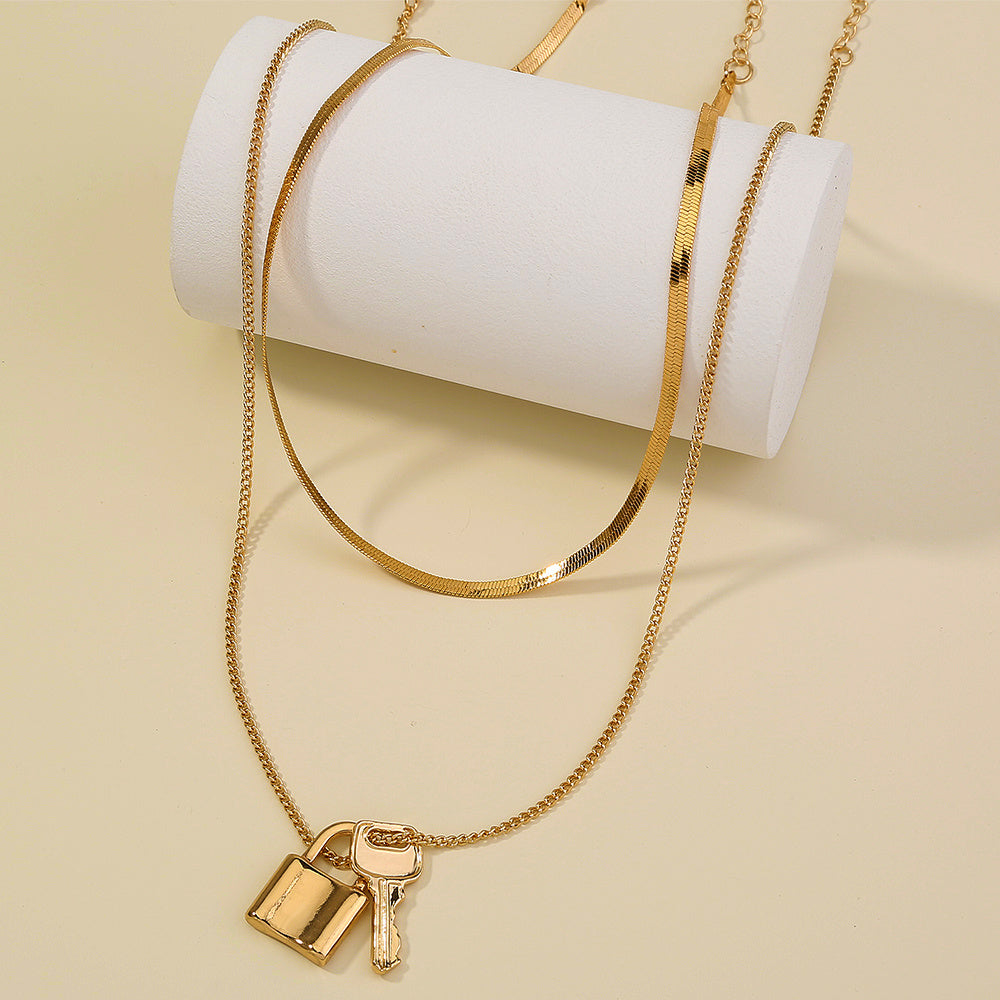 Multi-layer Valentine Lock & Key Necklace