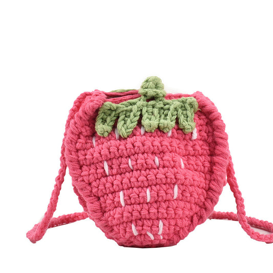 Handmade Knitted Wool Strawberry Crossbody Bag
