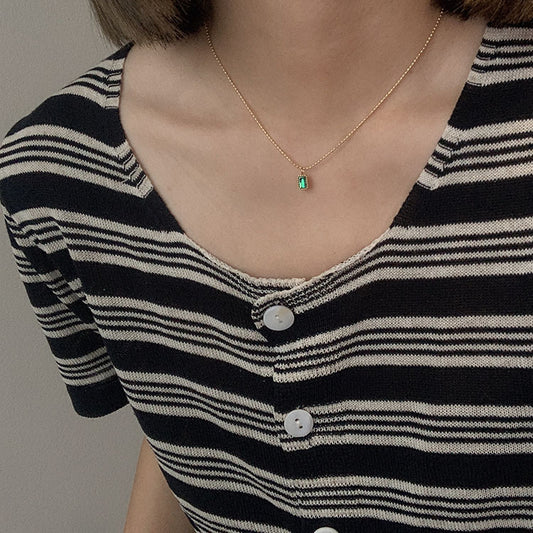 Ins Style French Emerald Necklace & Bracelet Set