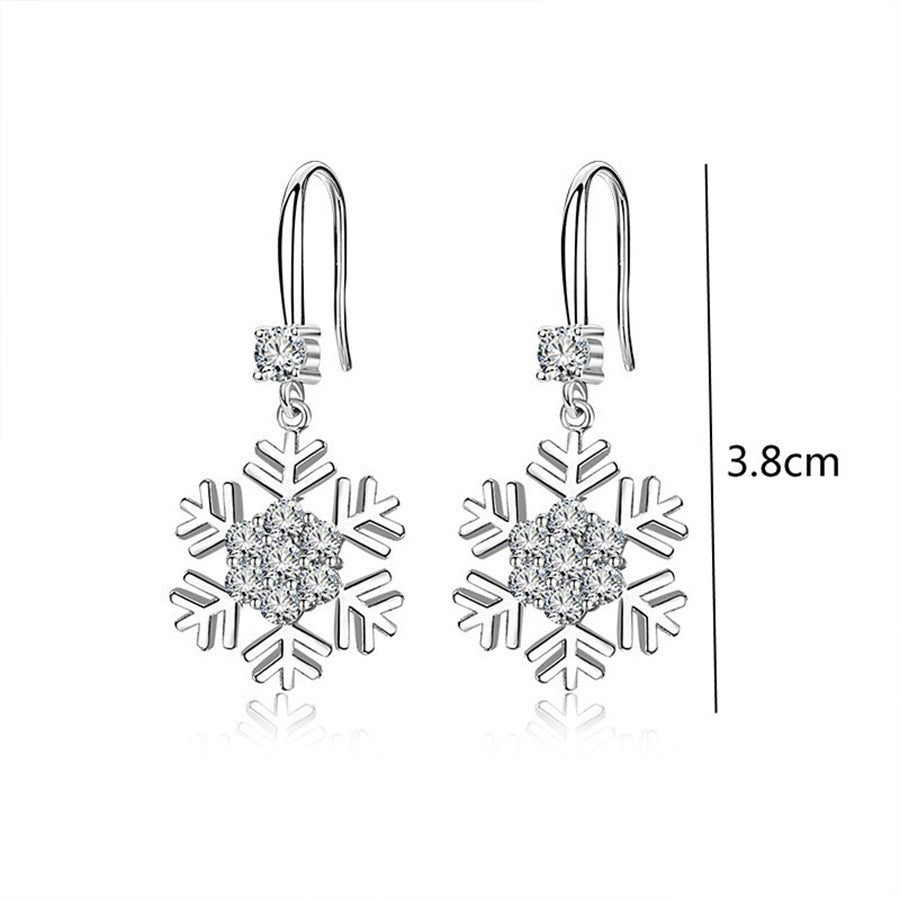 Temperament Snowflake Earrings with Rhinestones