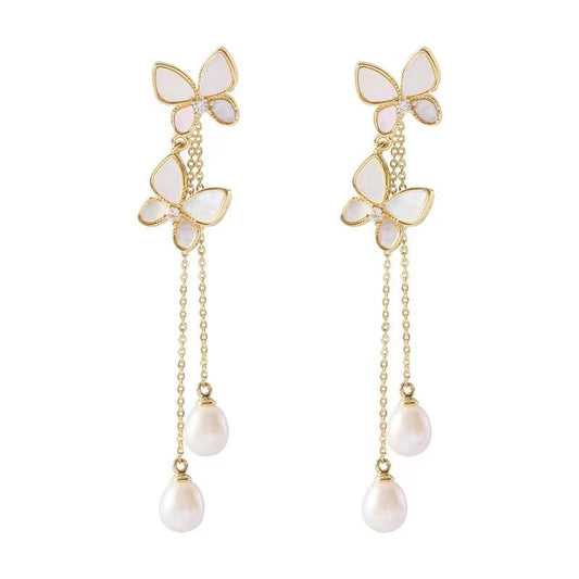 Pearl Butterfly Earrings for Women