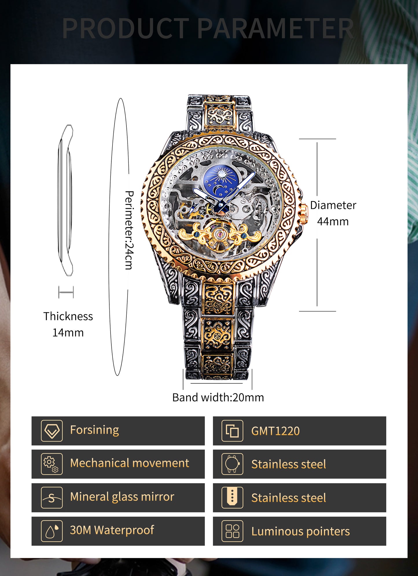 Carved Tourbillon Mechanical Watch