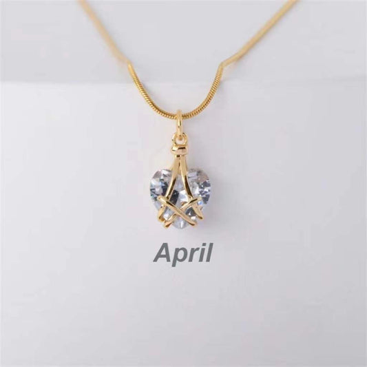 Birthstone Princess Style Love Necklace