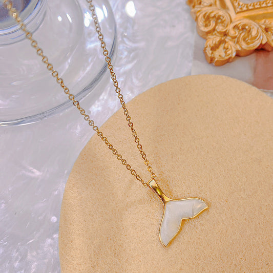 Whale Tail Pendant Necklace in Gold & Rose Gold