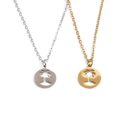 Hollow Coconut Tree Pendant Necklace