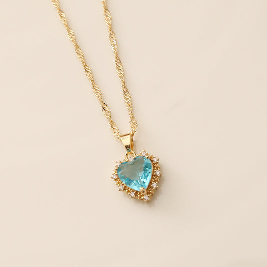 Heart-Shaped Rhinestone Collarbone Necklace