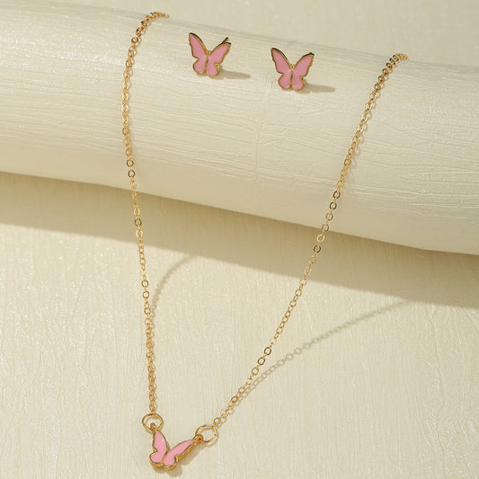Butterfly Earrings & Necklace Jewellery Set