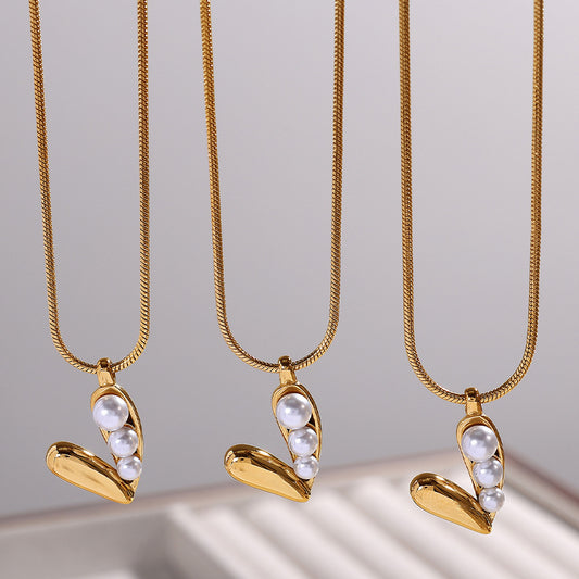 French Retro Pearl Love Necklace